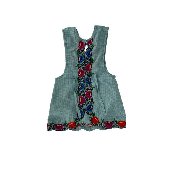 Greens Mexican Embroidered Apron – Basic Handmade Apron with Floral Design - Picture 4 of 13